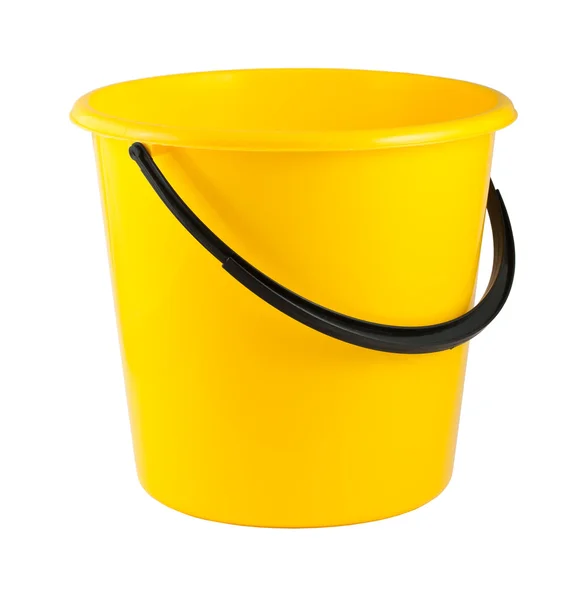 Cubo de plástico amarillo Imagen de archivo