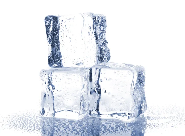 Three ice cubes with water drops — Stock Photo, Image