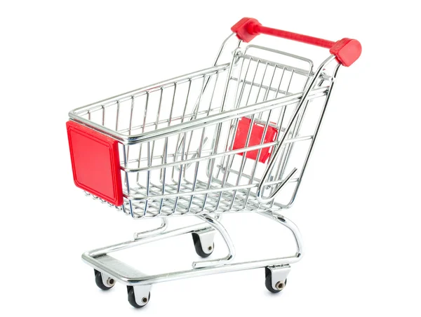 Shopping cart with red handle — Stock Photo, Image
