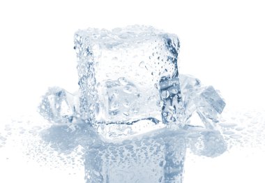 Small and big ice cube with water drops clipart