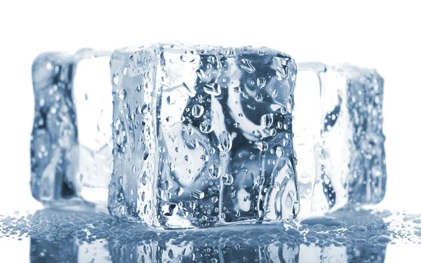 Three ice cubes with water drops — Stock Photo, Image