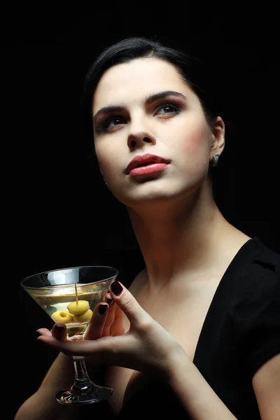 Bella ragazza con bicchiere di martini — Foto Stock