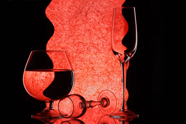 Három wineglasses a tükör — Stock Fotó