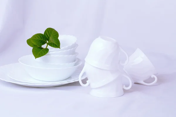 美しい白い皿セット — ストック写真