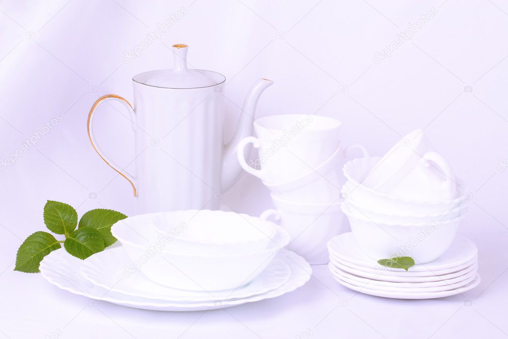 White dishes on the table