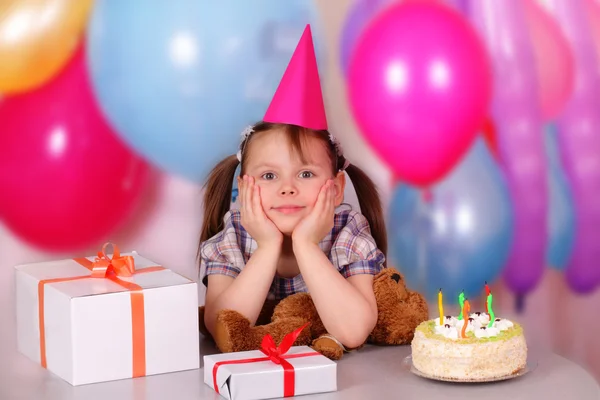 Beautiful little girl on her Birthday — Stock Photo, Image