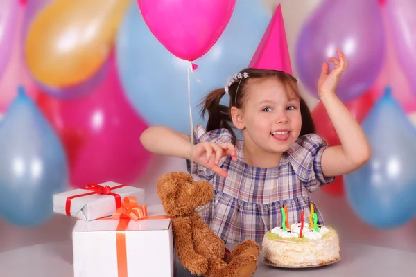 Happy little girl on her Birthday — Stock Photo, Image