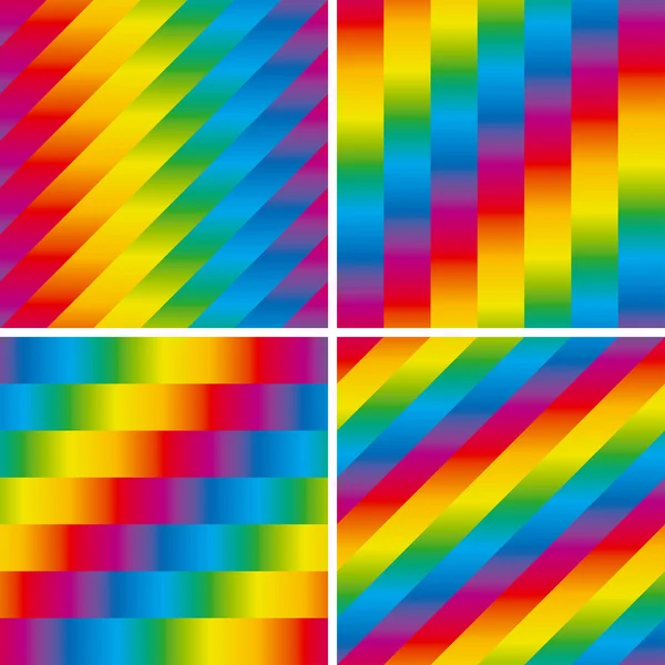 Set of four seamless rainbow patterns — Stock Vector