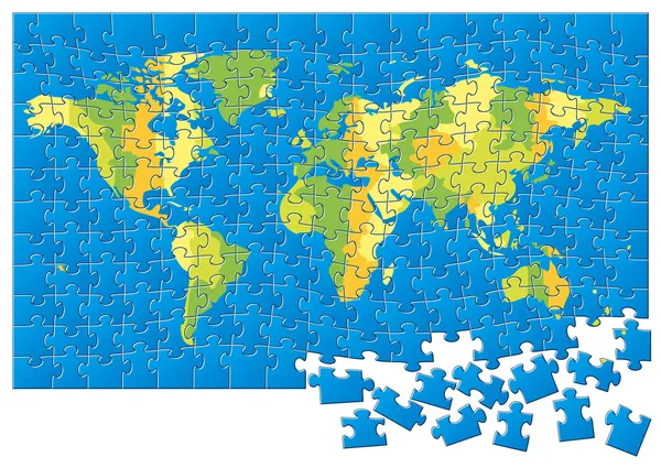 Puzzle mapa del mundo — Vector de stock