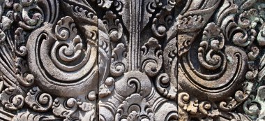 Balinese traditional stone carving elements clipart