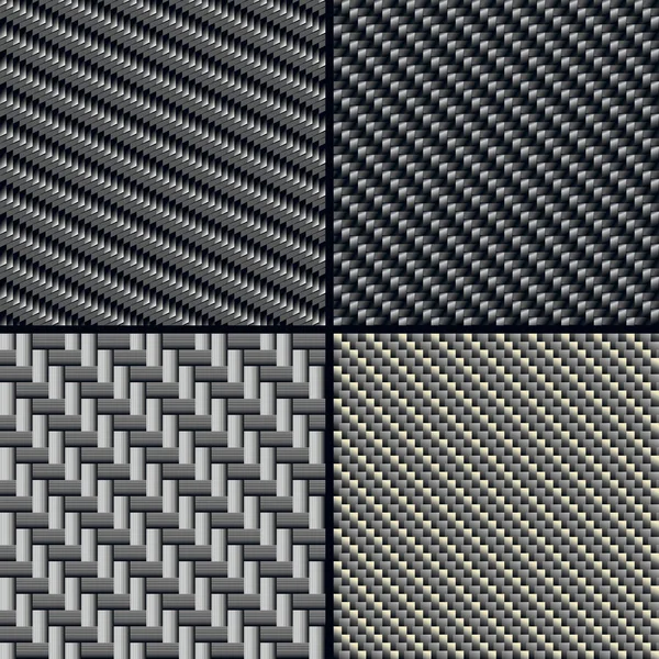 Carbon fiber seamless patterns set — Stock Vector
