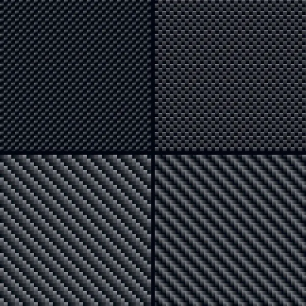 Fibra de carbono patrones sin costura conjunto — Vector de stock