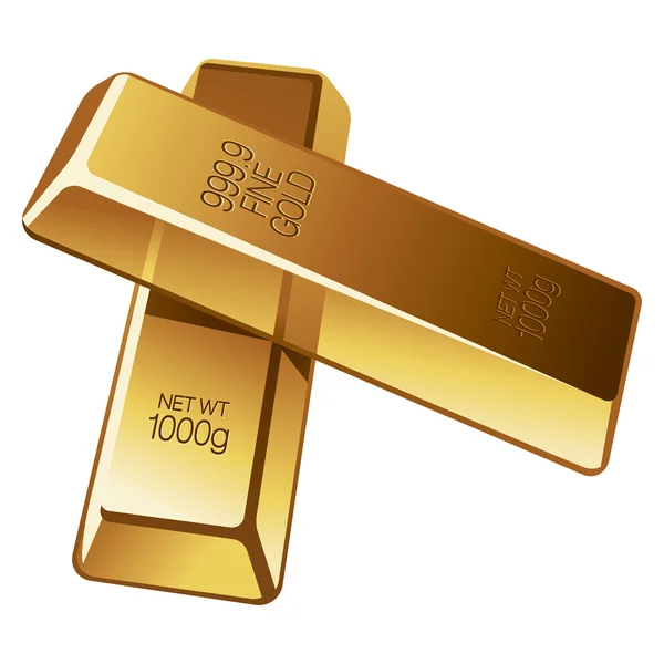 Gold bars on white background — Stock Vector