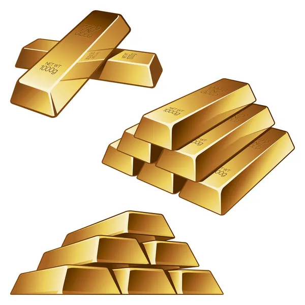 Gold bars on white background — Stock Vector