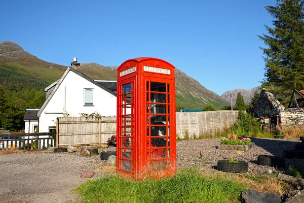 stock image Old, British, red phonebox in the Scottish village.