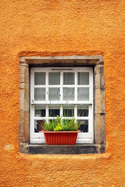 Stará malá okna v století chalup, culross, fife, scotlan — Stock fotografie