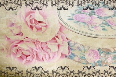 Lovely retro desing with roses clipart