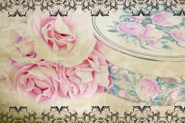 Krásné retro desing s růží — Stock fotografie