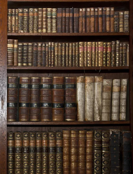 Libros antiguos históricos en una biblioteca antigua — Foto de Stock