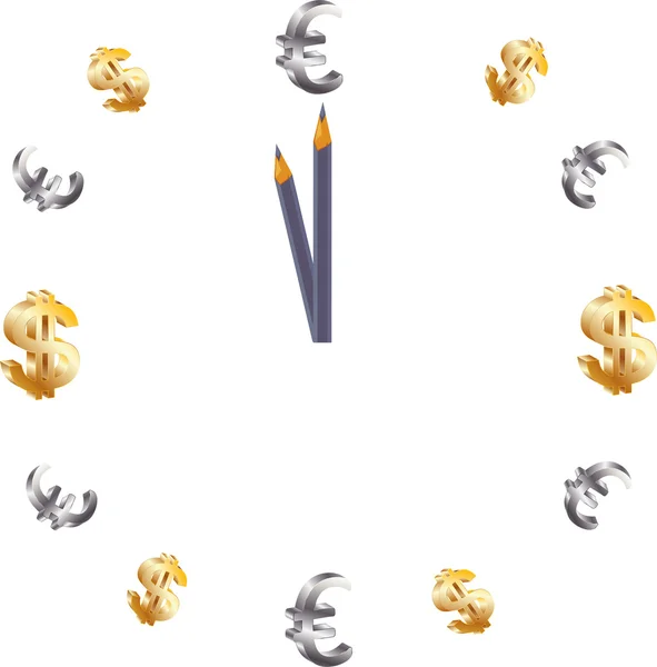 时钟钱孤立抽象业务美元背景财务 图库矢量图片