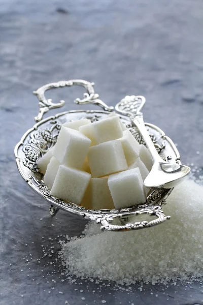 Several types of sugar - refined sugar and granulated sugar — Stock Photo, Image