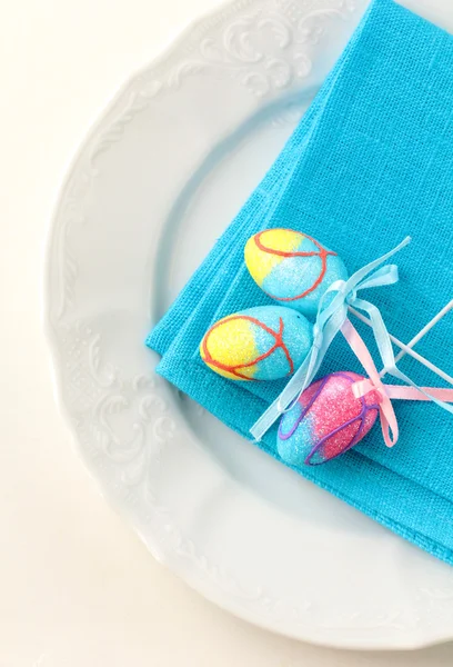 Nakrycie na Wielkanoc, elegancki i niebieski — Zdjęcie stockowe