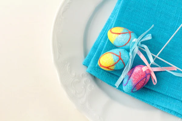 Nakrycie na Wielkanoc, elegancki i niebieski — Zdjęcie stockowe