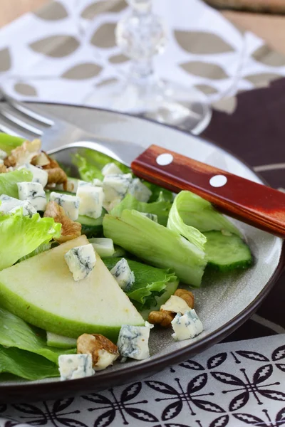 Salad with apple, cheese and walnuts — Stock Photo, Image