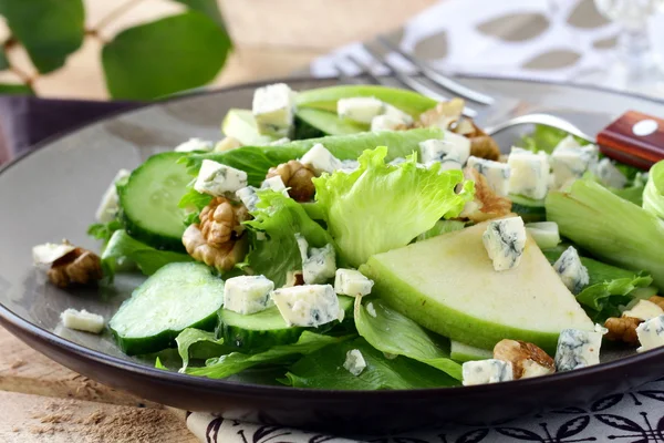 Salad with apple, cheese and walnuts — Stock Photo, Image