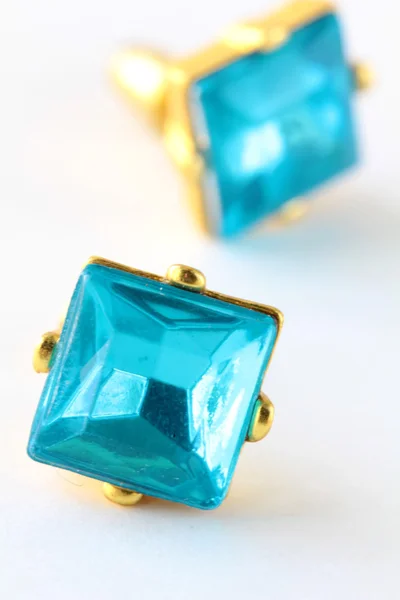 Pair of earrings topaz jewelry , macro shot — Stock Photo, Image