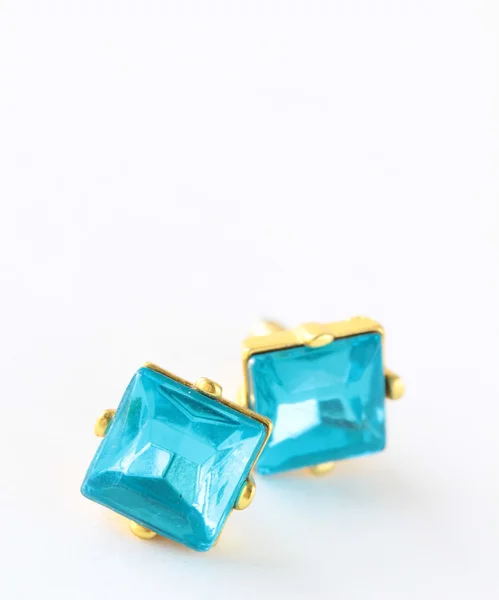 Pair of earrings topaz jewelry , macro shot — Stock Photo, Image