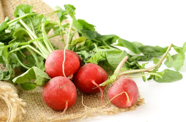 Red ripe radish on white background. — Stock Photo, Image