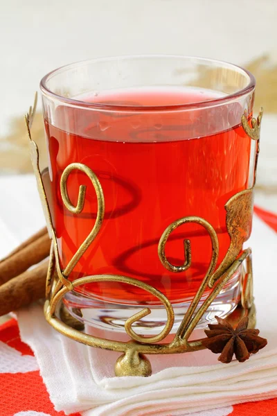Tea with spices - cinnamon, a carnation and an anise — Stock Photo, Image