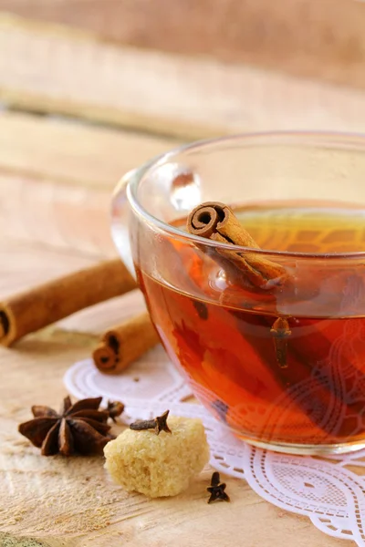 Tea with spices - cinnamon, a carnation and an anise — Stock Photo, Image