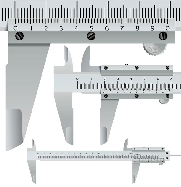 캘리퍼스 광장, 현실적인 측정 개체 — 스톡 벡터