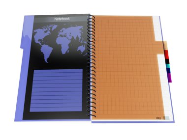 bir iş blaknot beyaz bir arka plan üzerinde 3D çizimi