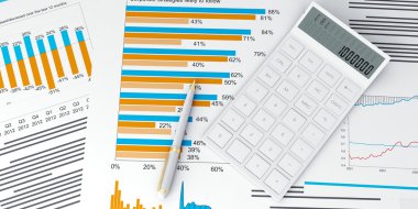 3d illustration of a business, finance credit reports and statis clipart