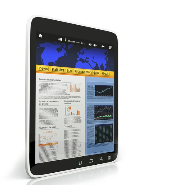 3D: Darstellung des Tablet-PCs auf weißem Hintergrund, mobil — Stockfoto