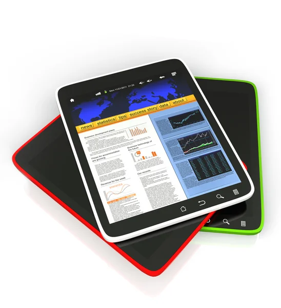 3D: ilustrace počítače tablet PC na bílém pozadí, mobilní — Stock fotografie