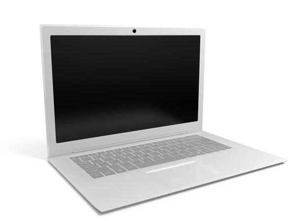 3d ilustración portátil blanco sobre un fondo blanco, aislar —  Fotos de Stock