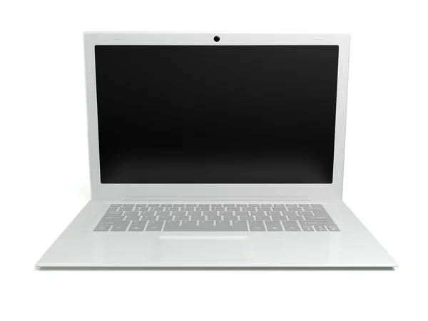 3D-Illustration weißer Laptop auf weißem Hintergrund, isoliert — Stockfoto