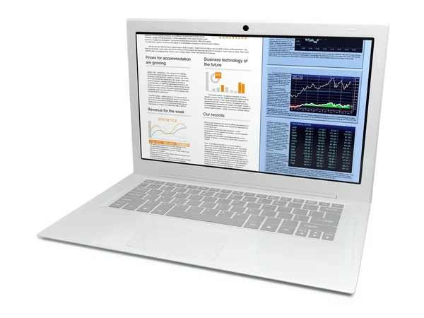 3D illustratie witte laptop op een witte achtergrond, isoleren — Stockfoto