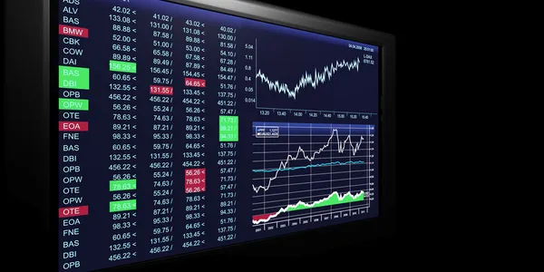 TV-Illustration: Wirtschaftsgrafik im Fernsehen, die Börse — Stockfoto