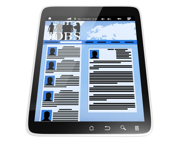 Tablet PC, un sito per la ricerca di lavoro — Foto Stock