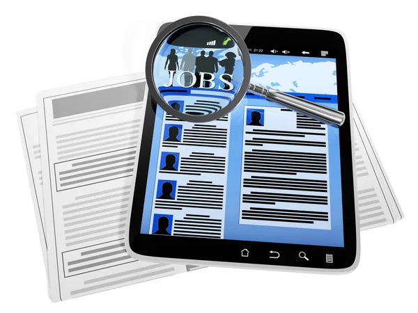 Tablet pc，找工作的网站 — 图库照片