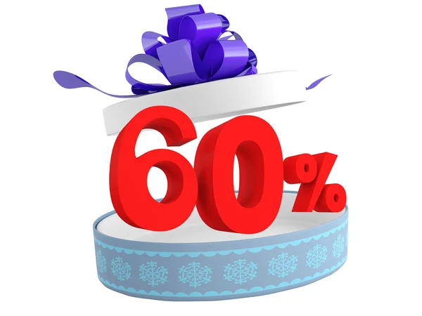 Gift and sixty-off on a white background — Stock Photo, Image