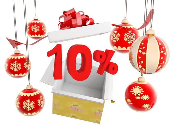 Boże Narodzenie prezent dziesięć procent rabatu — Zdjęcie stockowe