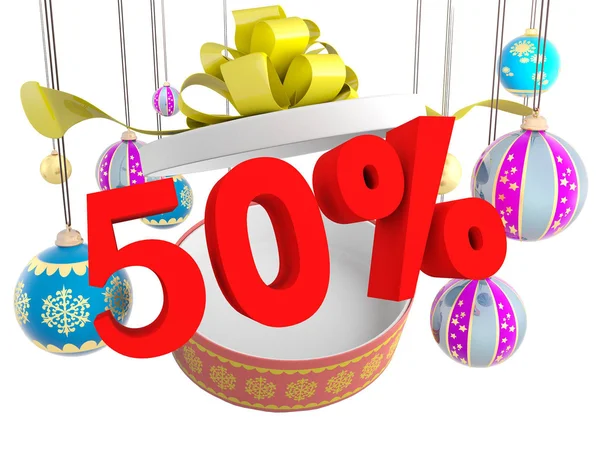 Weihnachtsgeschenk fünfzig Prozent Rabatt — Stockfoto