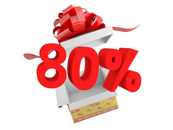 Geschenk und achtzig Prozent Rabatt auf weißem Hintergrund — Stockfoto