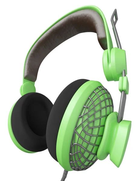 Gröna och eleganta headsetet med en tråd på bordet — Stockfoto